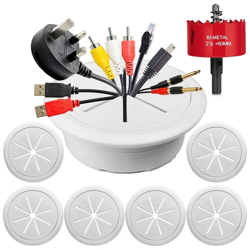 

ABFY-6PCS Шнур для телевизора 2-3/8 дюйма (60 мм) в настенном комплекте для управления кабелем Шнур для настенного крепления для кольцевой пилы для телевизора