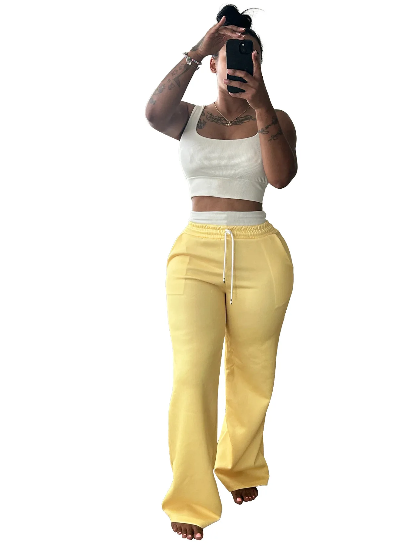 Fitness Women 2 Piece Set Sleeveless Crop Tank Top Wide Leg Pants Matching Set 2025 Summer Y2K Streetwear Sporty Tracksuits