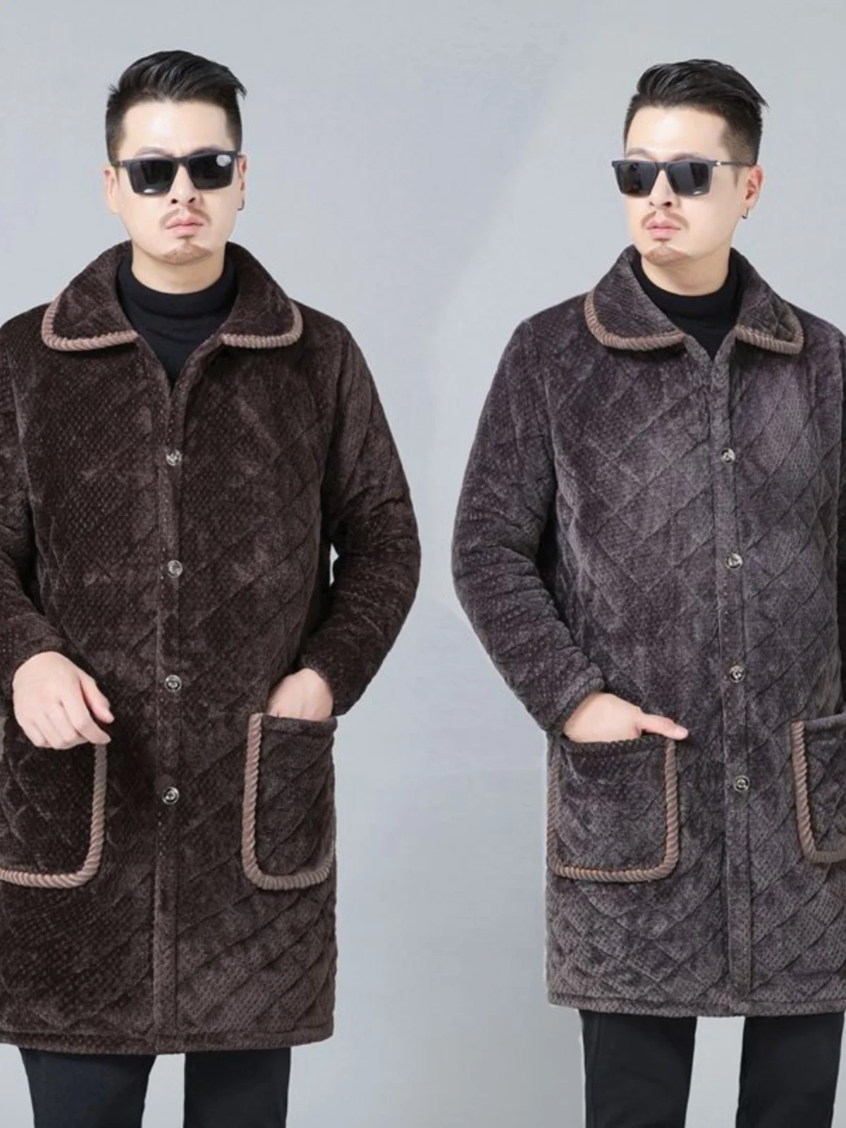 

Мужская зимняя удлиненная утепленная хлопковая куртка на флисовой подкладке с воротником-стойкой, теплая, грязеотталкивающая, больших размеров