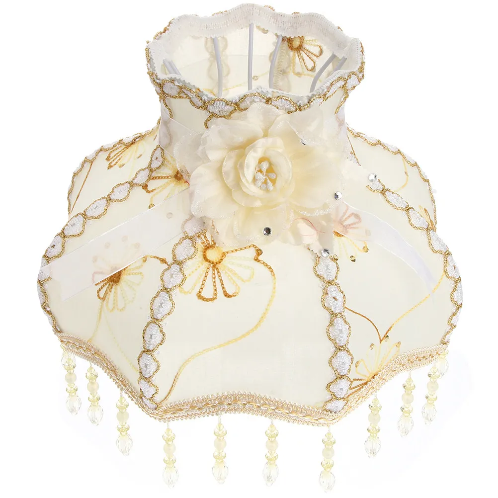 

Винтажный тканевый абажур в европейском стиле с ретро-дизайном из бисера и кружева, мягкий светозащитный декоративный чехол для лампы для спальни и гостиной