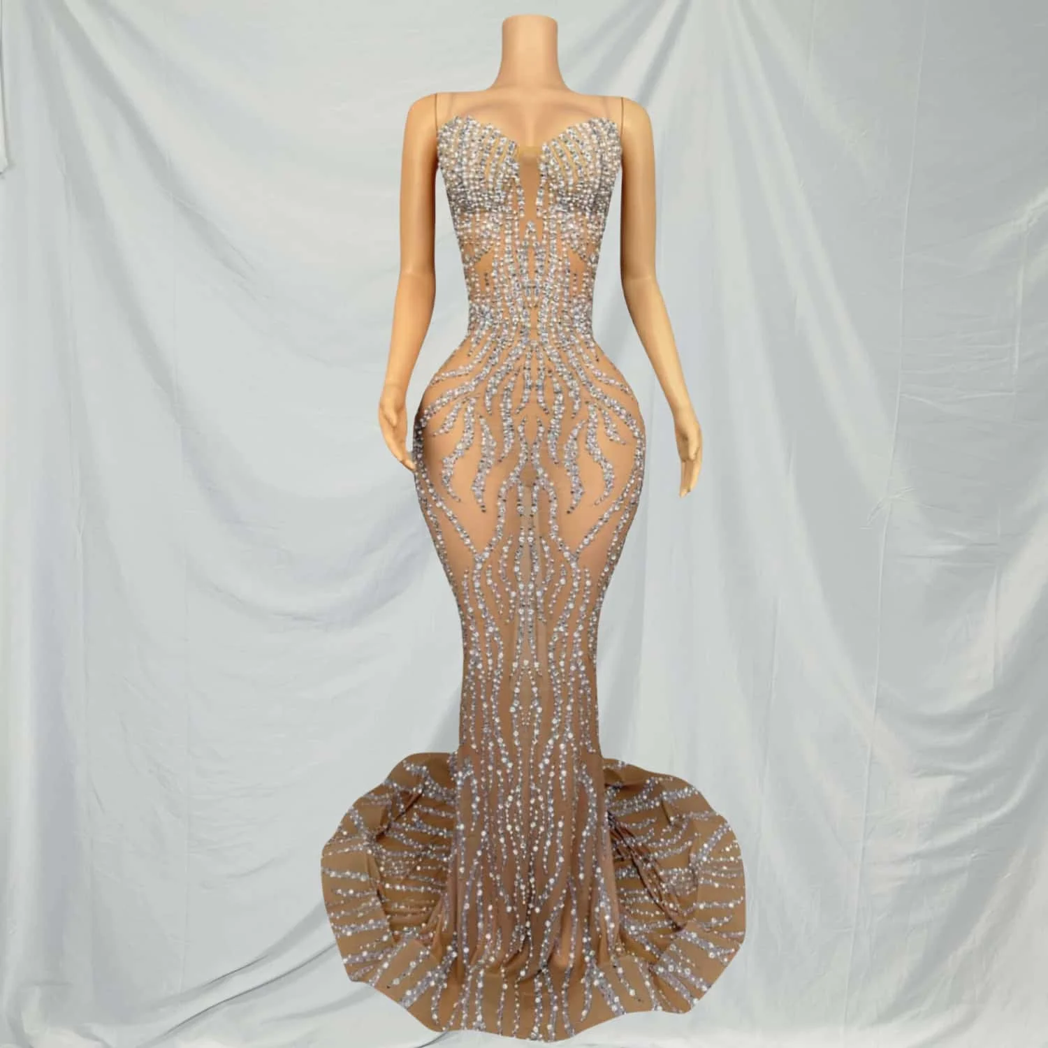 Bazhuayu Vrouwen Speciale Gelegenheid Jurk Bruiloft Verjaardag Avond Feestjurk Luxe Sparkly Vloerlengte Jurk Zanger Koningin Draagt