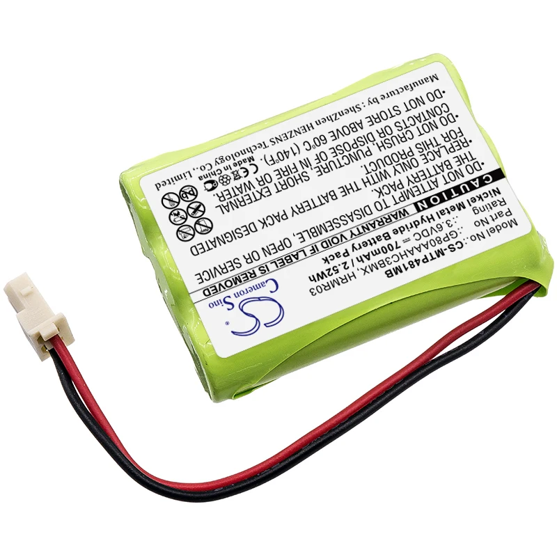 CS 교체 배터리, 모토로라 MBP481, MBP482, MBP483, GP80AAAHC3BMX, HRMR03, 700mAh, 2.52Wh 베이비폰용