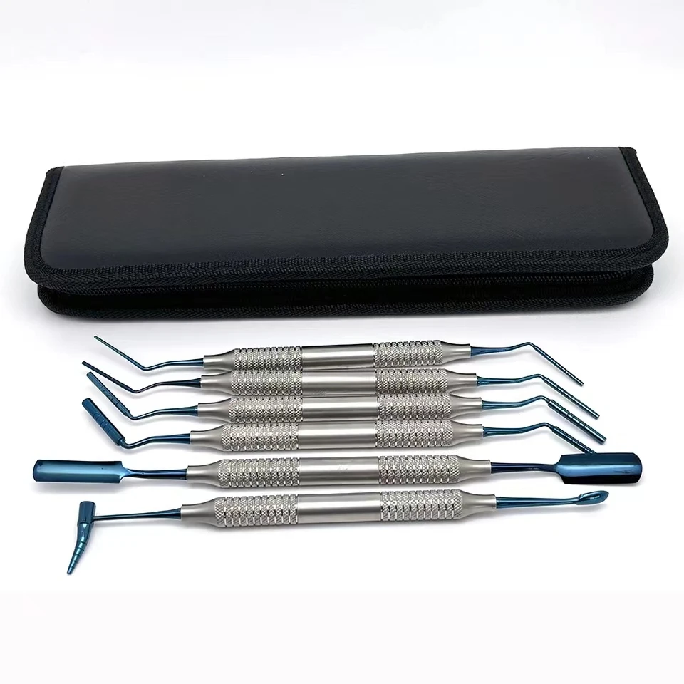 6Pcs Dental Bone Grafting Instruments Kit Dental Implant Bone Graft-Carrier Titanium Coated Pluggers Dentist Tool