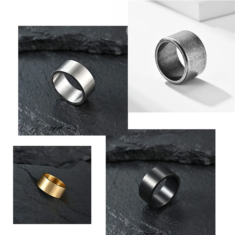 

Hot Selling Titanium Steel 10mm Punk Trendsetter Simple Matte Couple Ring For Women Men Jewelry Valentine's Day Gifts Size 7-13
