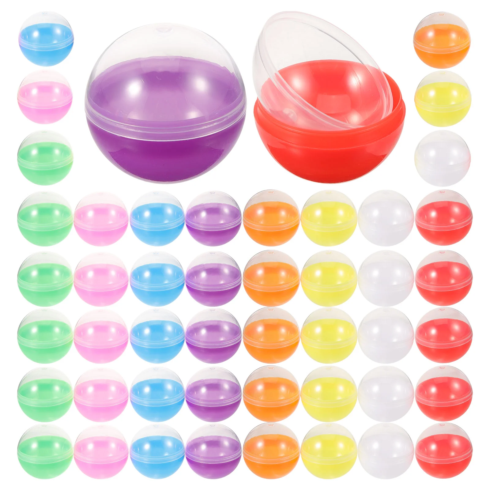 

50 Pcs Candy Shell Toy Gumball Machine Reusable Plastic Fillable Easter Eggs