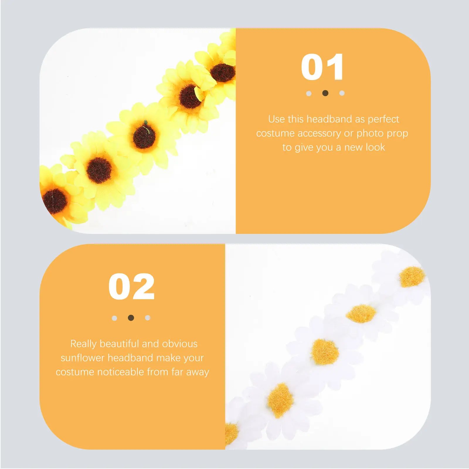 

2Pcs Sunflower Headband Lightweight Fabric Flower Hairband for Wedding Party Halloween Beach Festival Hair Accessories