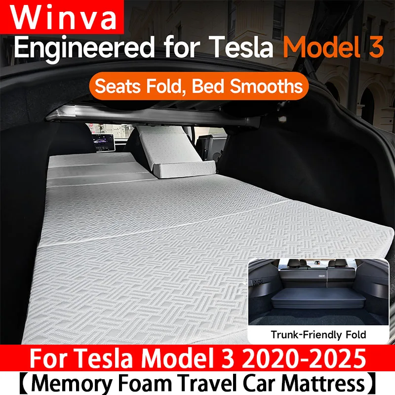 

Складной автомобильный матрас из пены с эффектом памяти для модели 3 2020-2026 и Highland, коврик для кемпинговой кровати, наматрасник для автомобильных аксессуаров для сна