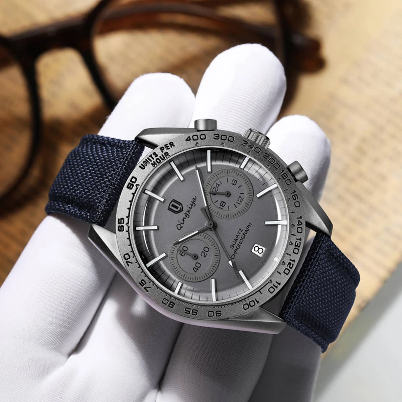 Fashion Chronograph Men Quartz Watch Leather Waterproof Luminous Calendar Mens Watches Top Brand Luxury Watches Reloj Hombre