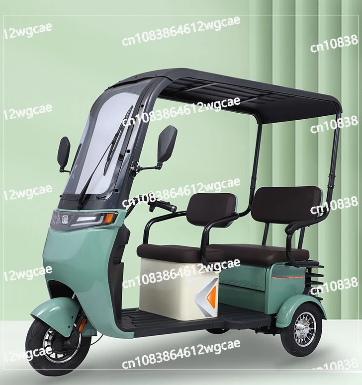 

Electric tricycle with shed, household pick-up and drop off for children and electric tricycle with passenger and freight bucket