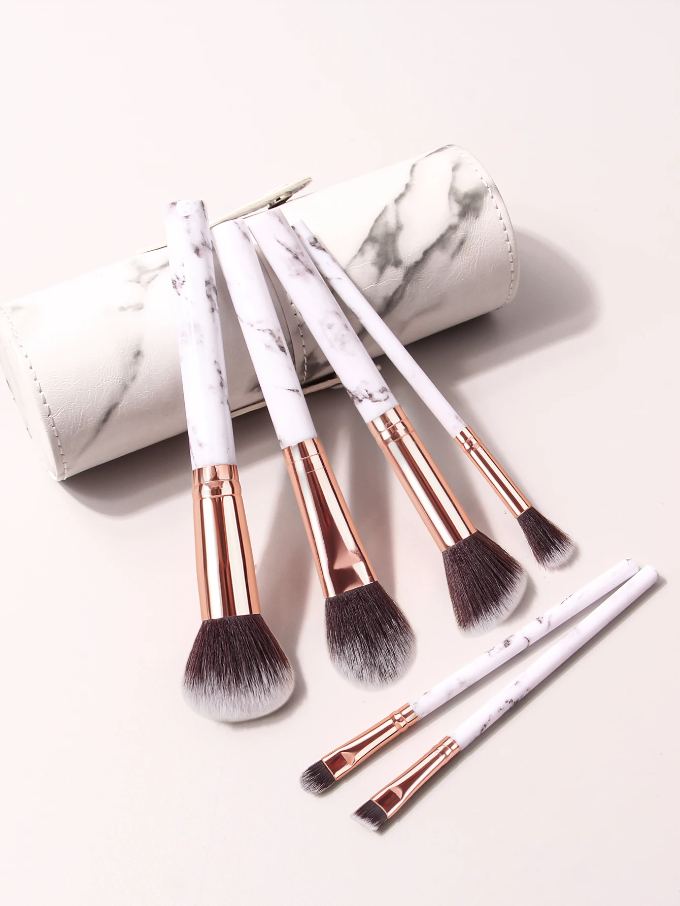 7PCS high -end PU makeup brush storage barrel marble tattoo cosmetics brush combination series beginners special makeup brush ki