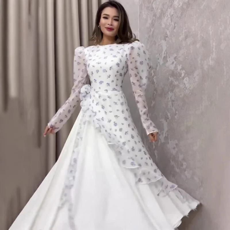 

2025Summer New Elegant Fresh Long Sleeve Floral Dress for Women