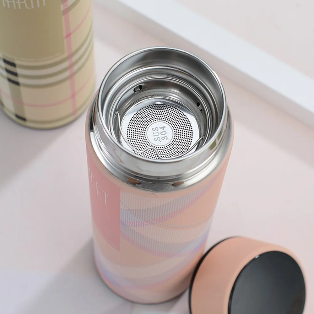 كوب ترمس ذكي من الفولاذ المقاوم للصدأ 500 مللي مع فلتر كوب قياس درجة حرارة الفراغ المحمول للمشروبات الساخنة والباردة #6