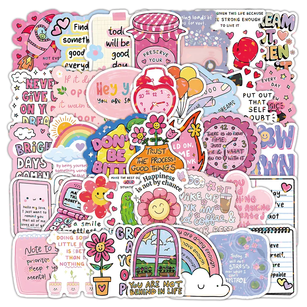 51 Pcs Cute Word Quote Aesthetic B Stickers - Decorative Decals for DIY Crafts & Decor AnimeWorlds Store