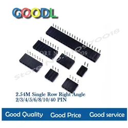 10PCS 1X/2/3/4/5/6/8/10/40 PIN Single Row Right Angle FEMALE PIN HEADER 2.54MM PITCH Strip Connector Socket 3p/4p/6p/8p/20p/40p