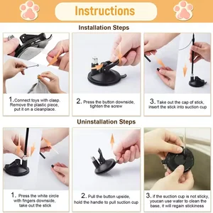 Mainan Kucing Tongkat Penggoda Kucing dengan Bel Batang Diperpanjang Cangkir Hisap Alat Penggoda Gigitan Tinggi dan Tahan Lama Dapat Diganti Kepala Bulu 12 mainan kucing penjualan terbaik massal - №