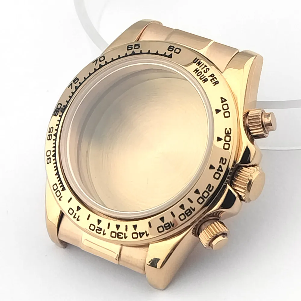 39,3-mm-Uhrgehäuse aus Metall, Gummiarmband, Saphirglas, passend für das VK63-Uhrwerk, silberfarben, roségoldfarben, schwarz, Uhrenzubehörteile, kann zusammengebaut werden. – Detail 23