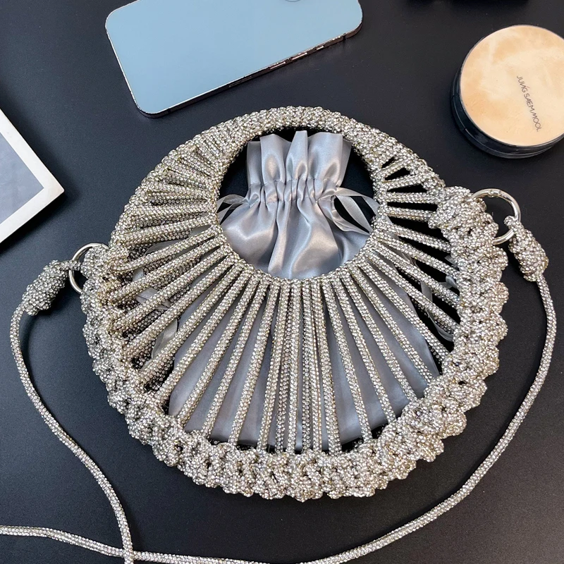 

Hollow Out Evening Bags For Women Luxury Designer Handbags Purses 2026 New In Shiny Imitation Diamond With Inner Pocket Shoulder