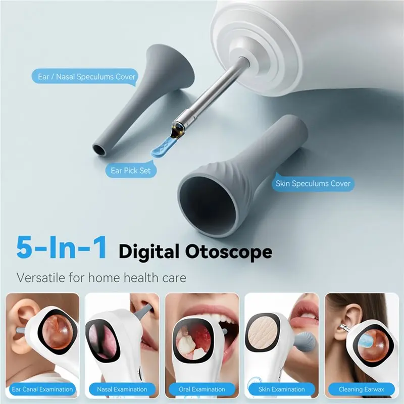 ABAG 1080P HD Otoscopio visivo digitale per orecchio 1.21 pollici Smart Visual Ear Wax Strumento pulito Supporto per scattare foto e video per l'orecchio del naso