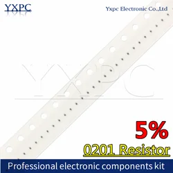 0201 저항 5% 0R ~ 10M 1/20W 칩 SMD 0 1 10 100 150 220 330 ohm 1K 2.2K 4.7K 10K 100K 0R 1R 10R 100R 150R 220R 330R, 100 개 1m