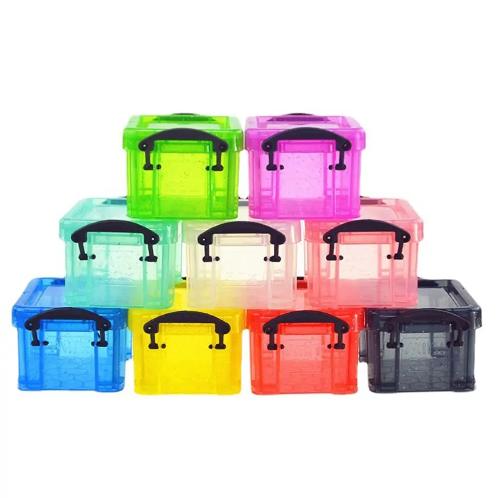 Multi-functional Mini Buckle Storage Box Candy Color Minimalism Mini Storage Container Plastic Transparent Desktop Organizer Box