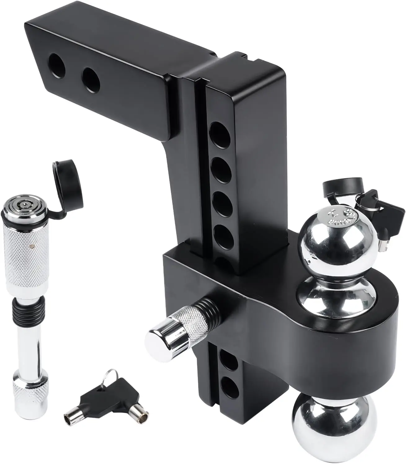 

Black Aluminum Adjustable Trailer Hitch Replacement for Solid Tube Hitch -12,500 LBS, 2 and 2-5/16 inch Balls, 2-inch Receiver,
