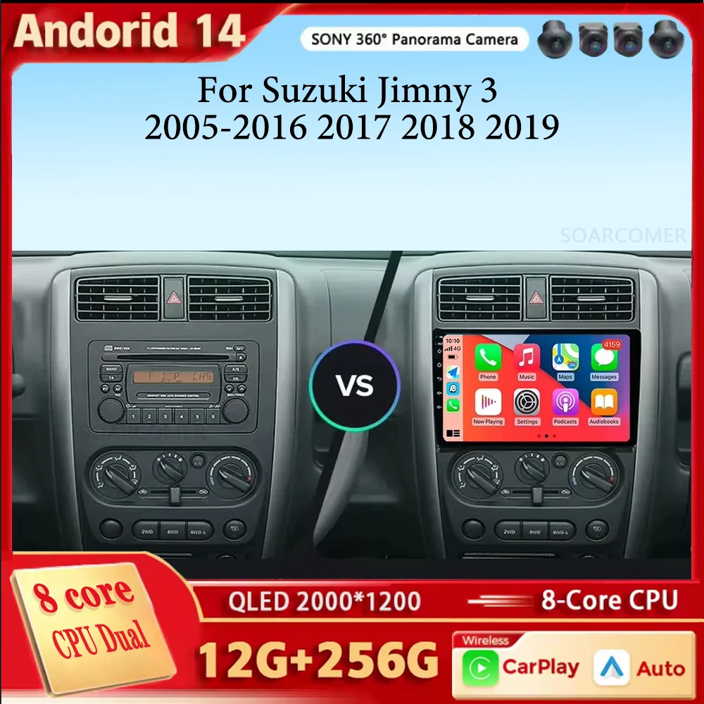 

Автомагнитола Carplay на Android 14 для Suzuki Jimny 3 2005-2016 2017 2018 2019 мультимедийный плеер GPS стерео DSP WiFi + головное устройство 4G