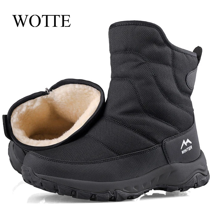 Men Snow Boots Platform Boots Ankle Plush Warm Thicken Winter Shoes Male New Comfortable Non-slip Outdoor Booties Women Shoes