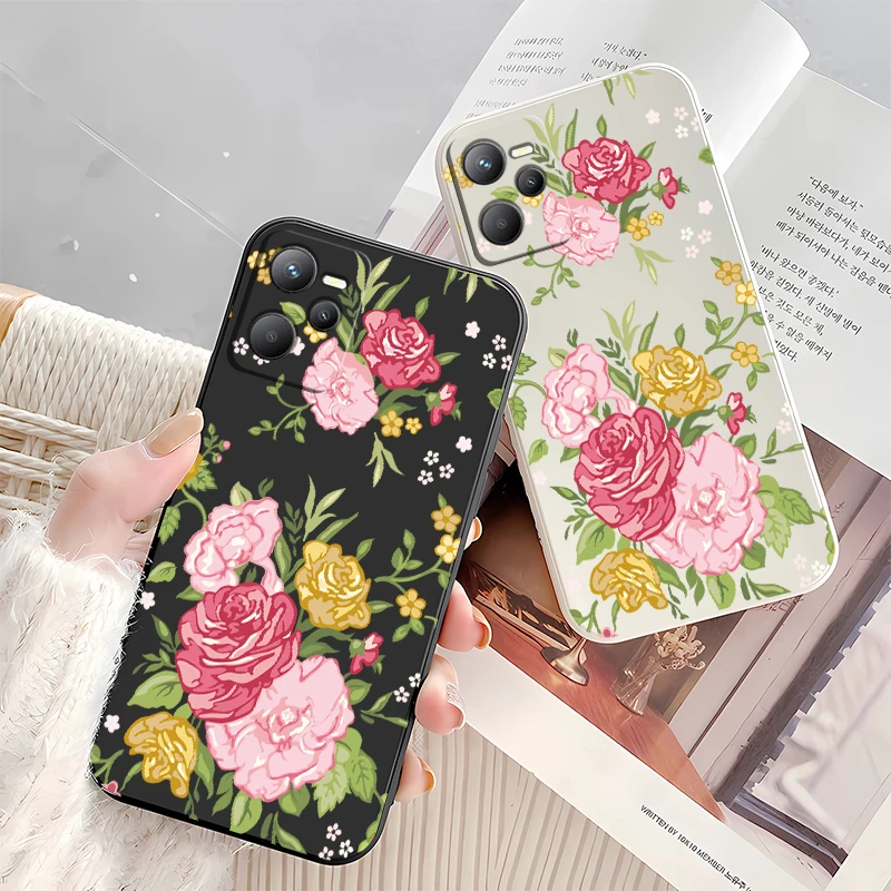 حافظة لهاتف OPPO Realme C65 C35 C33 C30 C75 4G C63 C25Y C21Y C20A C20 C11 موضة الزهور نمط غطاء غير لامع مقاوم للصدمات
