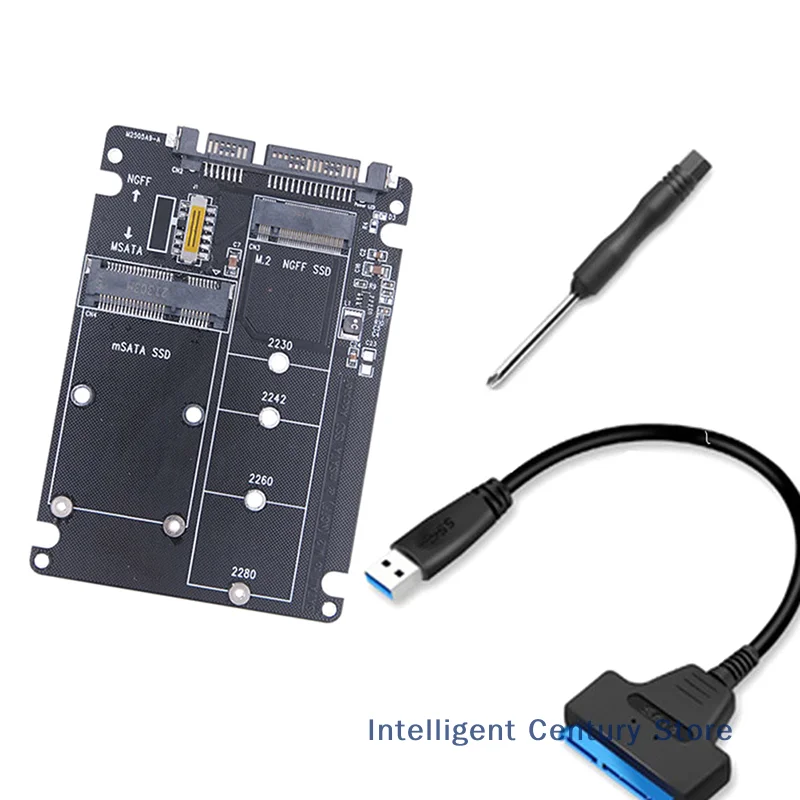 （In）M2 USB Adapter NGFF to SATA Adapter MSATA To USB SATA 3.0 Converter External mSATA m.2 NGFF to SATA3 USB Adapter Riser Board