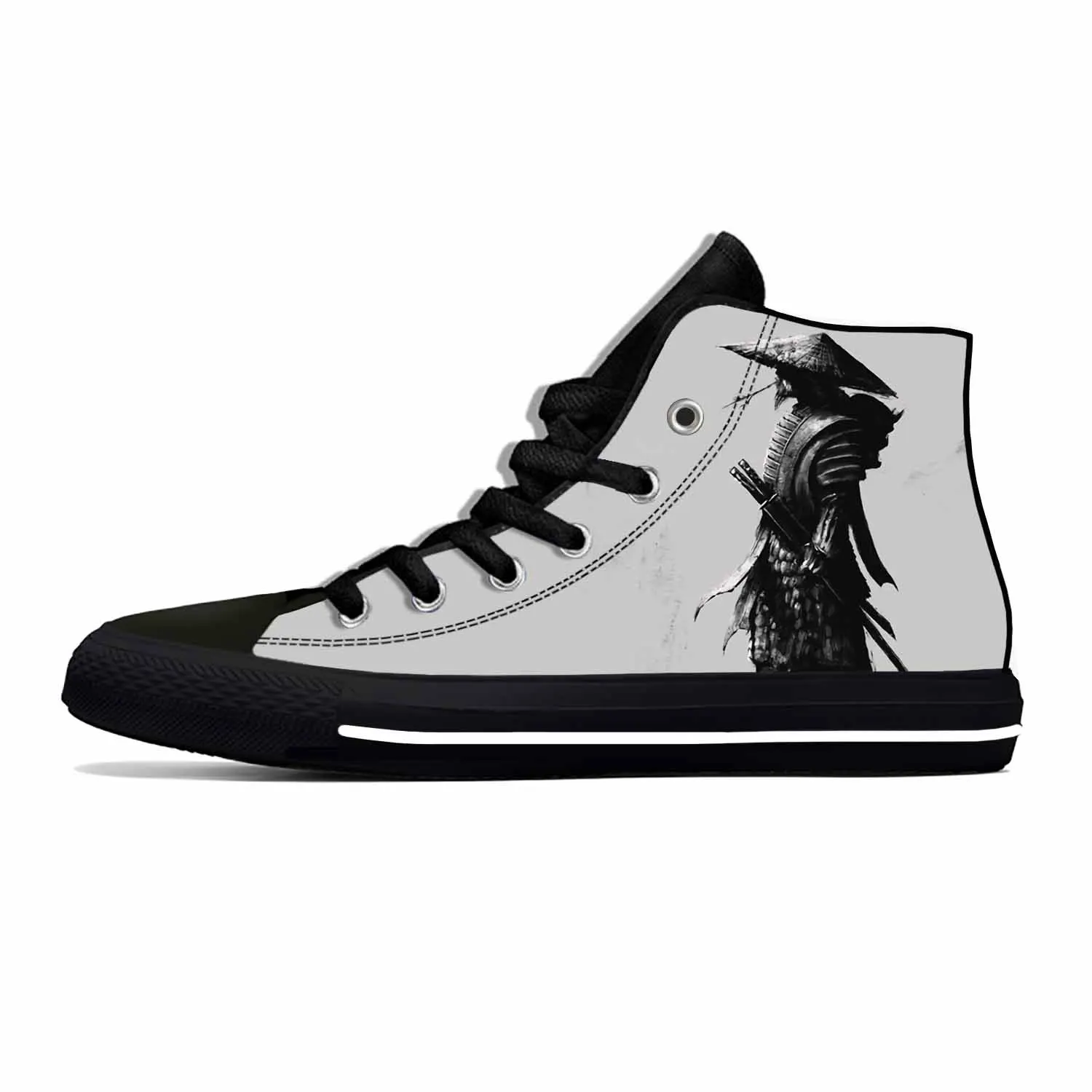 Hot Japanese Anime Cartoon Samurai Katana Warrior Casual Shoes Breathable Men Women Sneakers High Top Lightweight Board Shoes