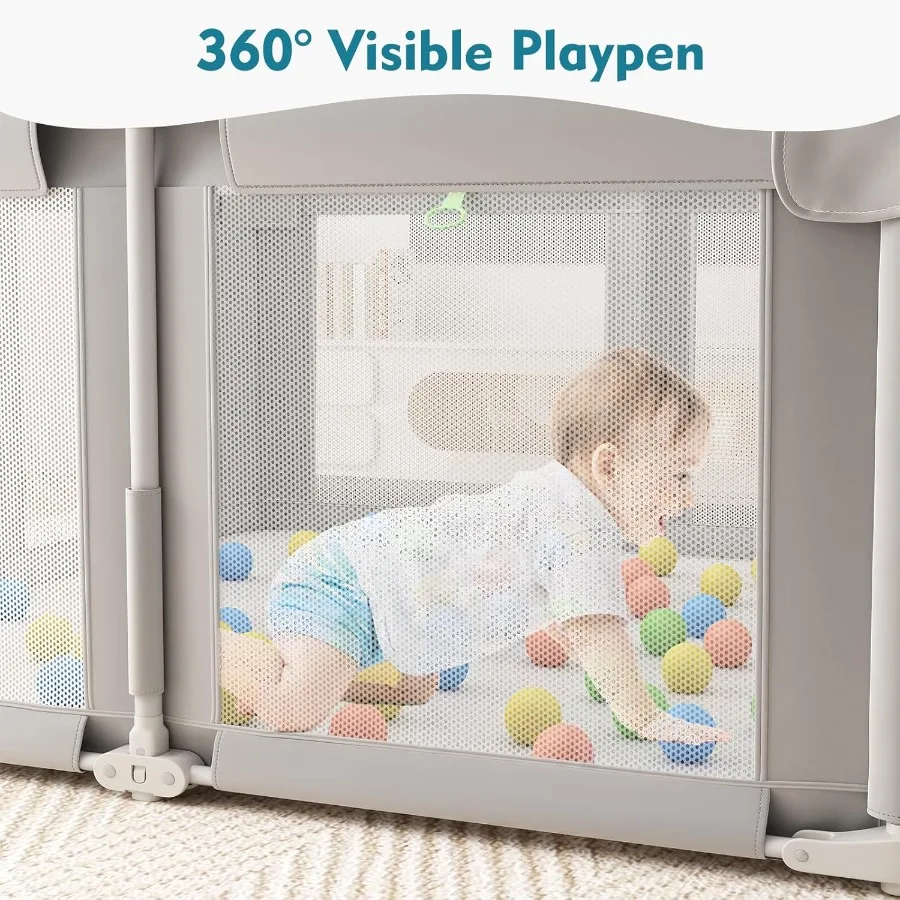 روضة أطفال قابلة للطي مقاس 51 بوصة للأطفال الرضع والأطفال الصغار مع كرات المحيط وحلقة سحب قلم لعب مع كرات ناعمة قابلة للتنفس #5