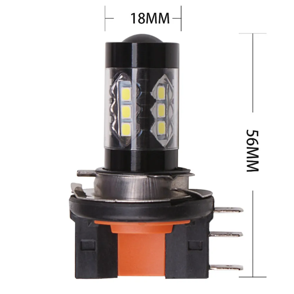 

H15 LED Fog Light Bulbs 80W 16 LED Anti-Fog Front Lights - Energy Saving Car Headlight Replacement