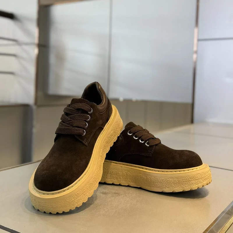 

2025 winter new men's suede formal leather shoes classic business casual shoes fashionable thick soled horse shoes work shoes