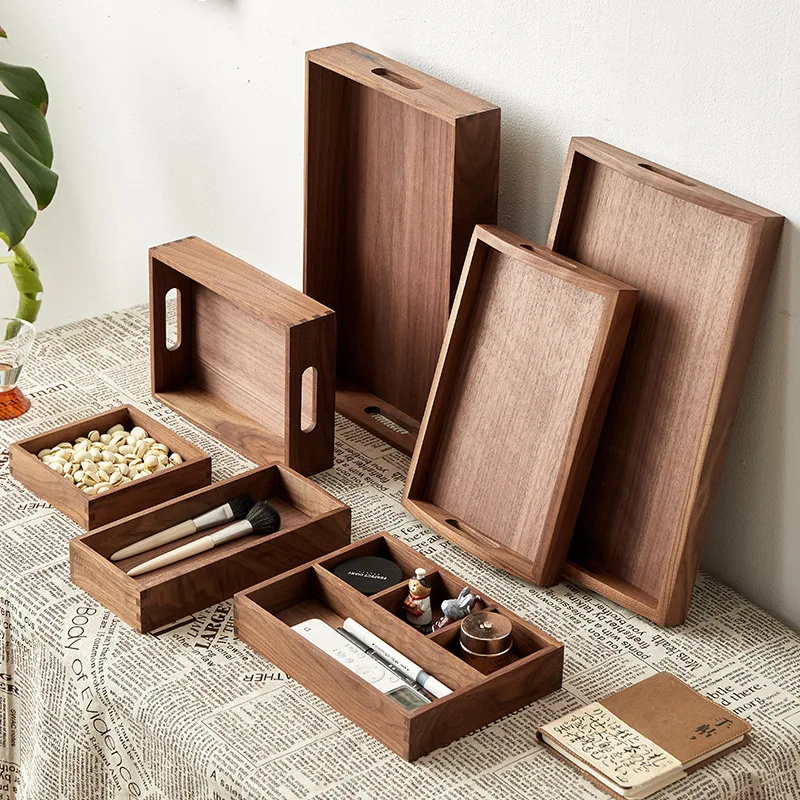 Solid wood desktop sundry coffee table office key storage box Jewelry cosmetics stationery organizer box tray