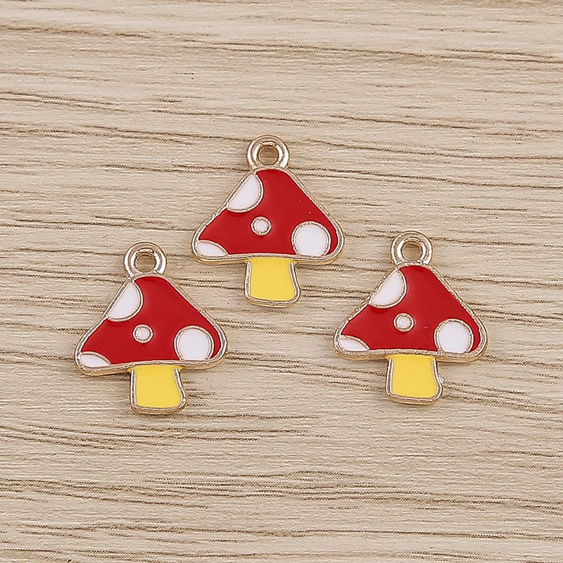 Tusember 10 Stück niedliche Cartoon-Mini-Pilz-Anhänger in Rot für handgefertigte Ohrringe, Armbänder, Halsketten, Schmuckherstellung, Zubehör – Detail 3