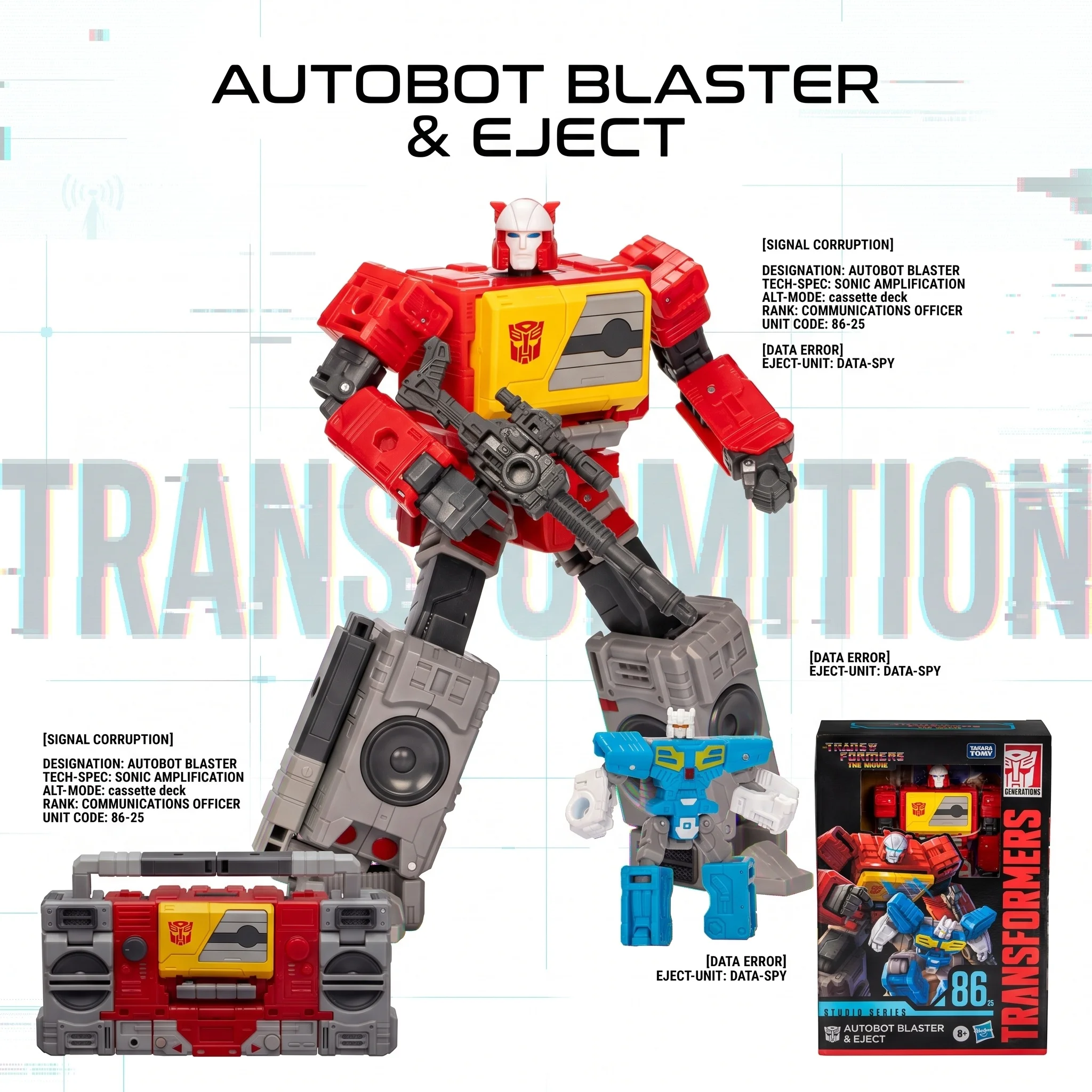 【In Stock】Hasbro Transformers Studio Series 86-25 Autobot Blaster&Eject Voyager Class Action Figures Collectibles Hobbies Robots