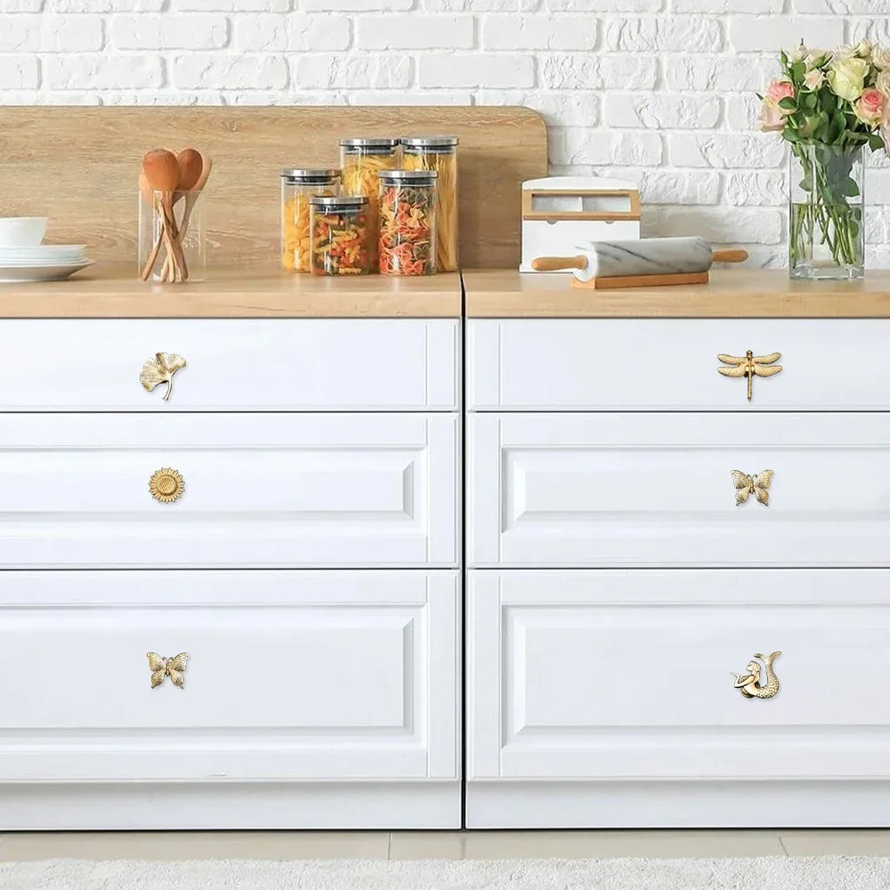 Plant Animal Shape Furniture Handles Color Drawer Knobs Retro Dresser Knobs Gold Handles for Cabinets and Drawers