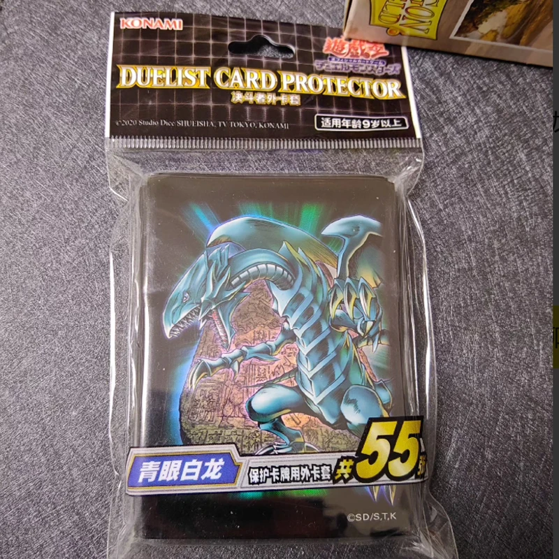الرسمية يو غي أوه! أكمام بطاقات 55 قطعة تصميم التنين الأبيض عيون زرقاء 63x90 مللي متر أغطية حماية مجموعة أنيمي TCG هدية للأطفال #2