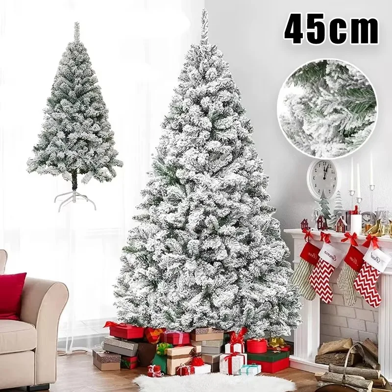 1-2PCS 45cm Christmas Tree Artificial Snow Covered Pine Tree Snowy Holiday Decoration for Mall Window Home Party Decor