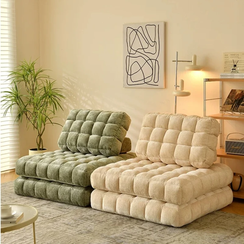 #Living Room Furniture Single Sofa Tatami Cream Style Fabric Home Single Living Room Combination Square Module Sofa Muebles