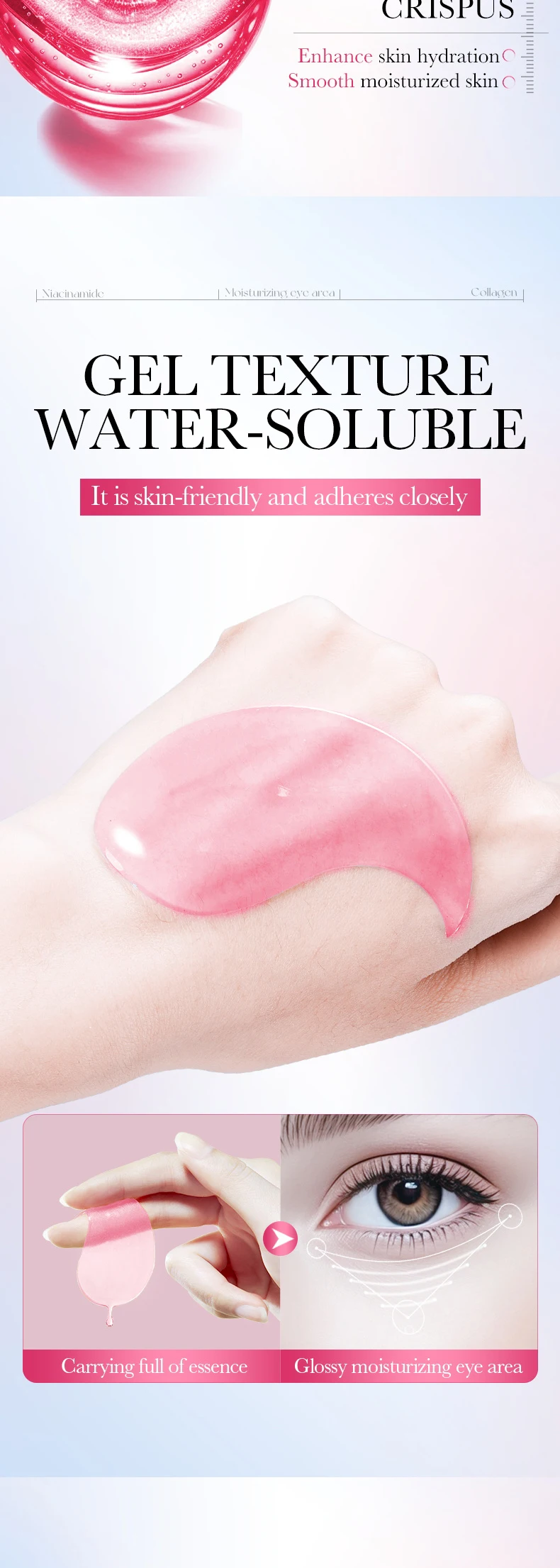 80 Stück Niacinamid-Kollagen-Augenmasken, gegen Augenringe, aufhellend, Anti-Falten, feuchtigkeitsspendend, Anti-Aging-Augenpads – Detail 7
