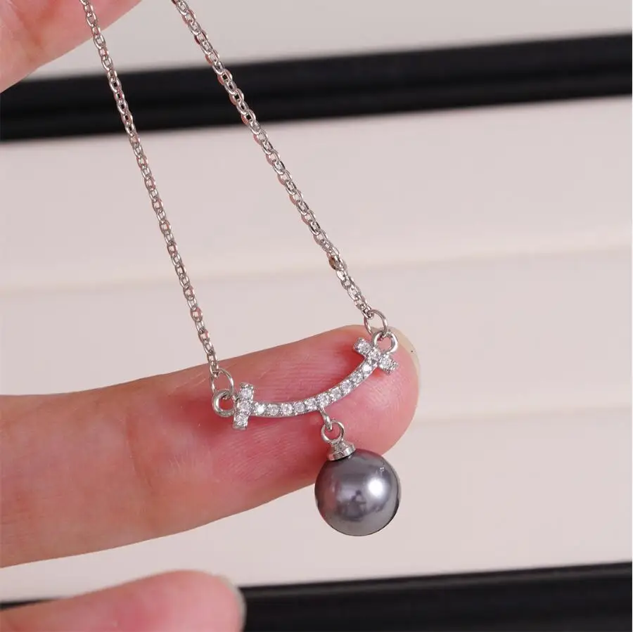 

gorgeous 10-11mm south sea black gold round pearl pendant silver necklace pearl necklace jewelry pendant