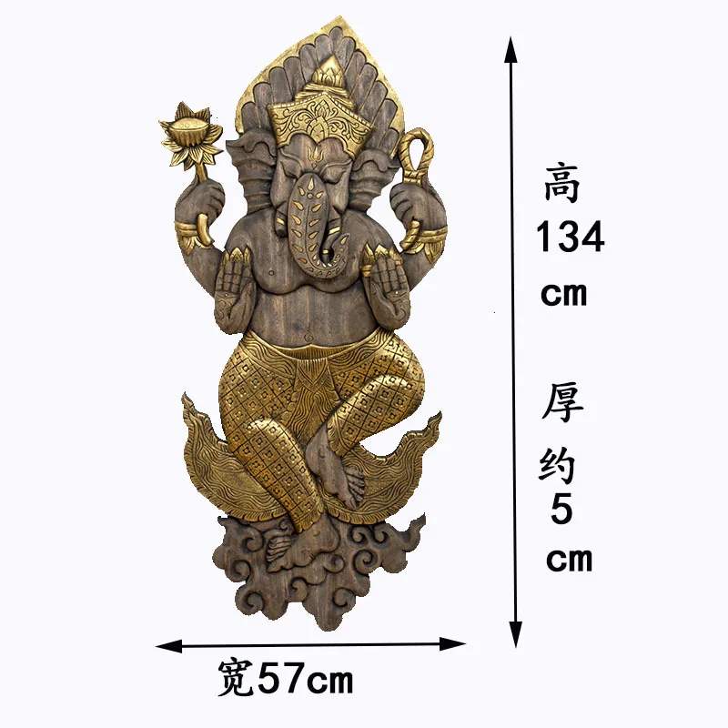 South East Asia style wood carving elephant wall pendant SPA massage shop decoration hotel living room