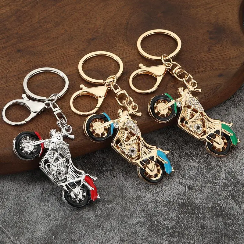 

Exquisite water diamond cartoon motorcycle model, motorcycle and car keychain pendant, key chain, cute and creative gift