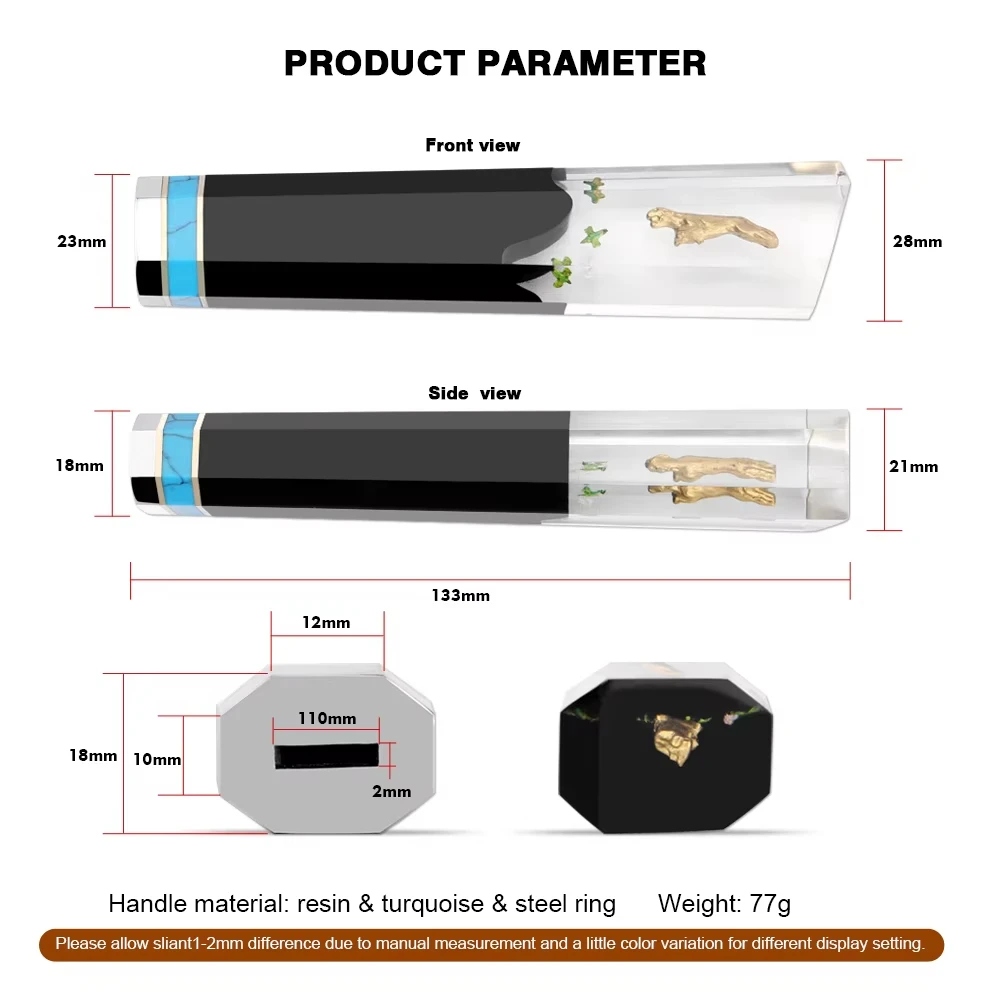 Transparent Resin & Black Octagonal Knife Handle Factory Customized DIY Knife Making Accessories For Chef Knife Sashimi Knife
