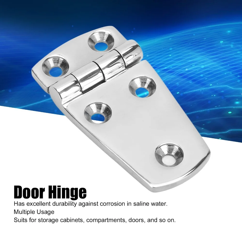 2pcs No Noise 316 Stainless Steel Boat Hatch Hinges 5 Holes 76x38mm Heavy Duty Hinges Hardware Mount Boat