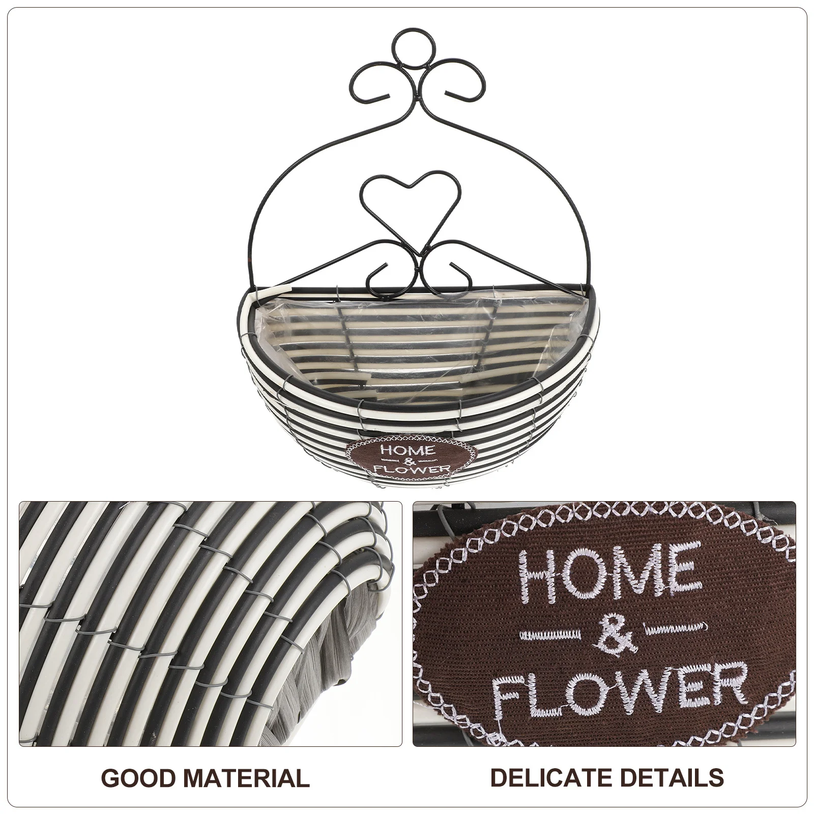 

Wall Hanging Woven Basket Imitation Rattan Flower Holder Rustic Garden Decor Storage Container Hanging Organizer