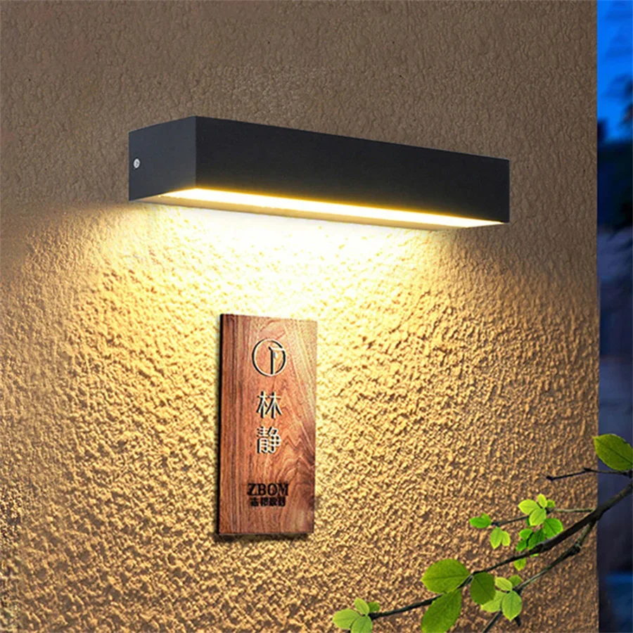 12W 30W Outdoor LED Wall Lamp Outside Modern Garden Porch Wall Light Waterproof Balcony Signboard Terrace Villa Wall Sconces