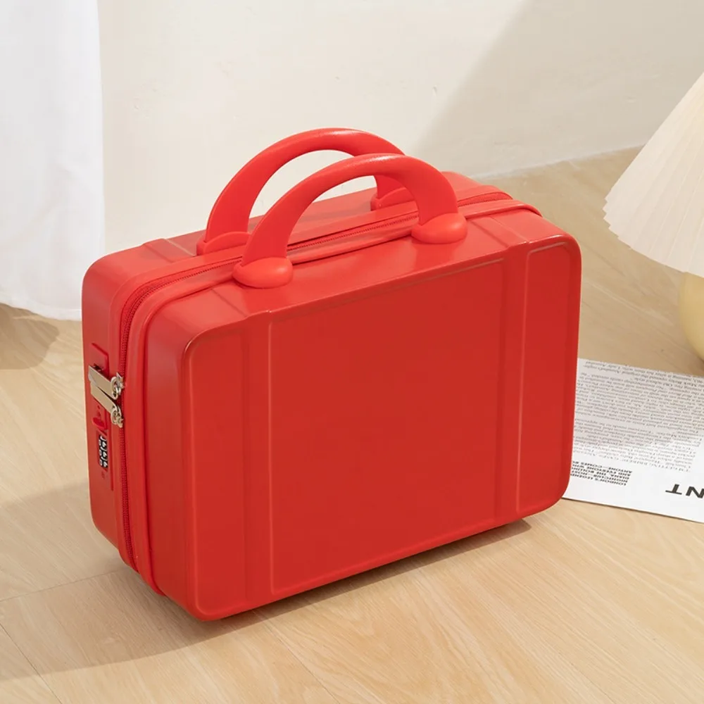 14 Inches ABS Hand Carry Suitcase Zipper with Combination Lock Mini Storage Bag Cosmetic Box