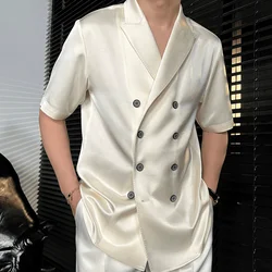 4-G22  Summer high-end suit two-piece suit solid color fashion high-end simple literag Kong style men's suit